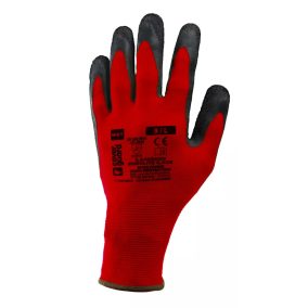 MÁRTOTT LATEX KESZTYŰ, FEKETE/PIROS, MÉRET 10