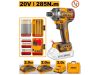 INGCO Akkus ütvecsavarozó 1/4" 285 Nm szénkefe nélküli + 2 bithegy készlet 20 V (2db akku+töltő)