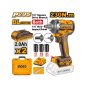   INGCO Akkus ütvecsavarozó 1/4" + 1/2" 230 Nm szénkefe nélküli 20 V (2 x 2,0 Ah akku + töltő)