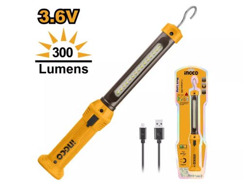 INGCO Akkus LED lámpa 300 lm 3,6 V (USB-C töltő)
