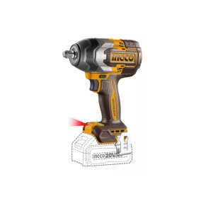   INGCO Akkus ütvecsavarozó 1/2" 850 Nm szénkefe nélküli 20 V (akku és töltő nélkül)