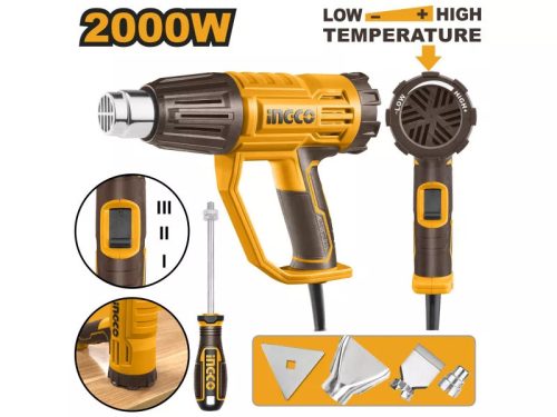 INGCO Hőlégfúvó 550°C 2000 W + tartozékok