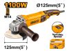 INGCO Sarokcsiszoló 125 mm 1100 W fordulatszám szabályzós